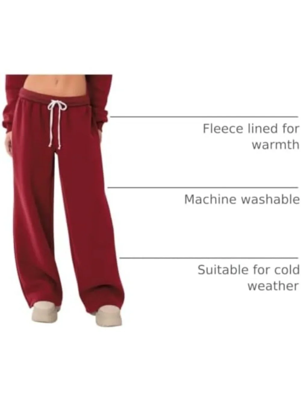 Cozy Women's Wide Leg Fleece Lined Sweatpants | Comfy Baggy Lounge Pants